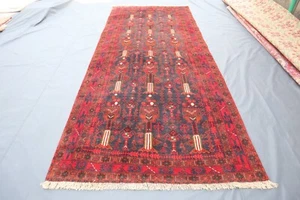 Vintage Wide Rug 4'3x9'8 ft Handmade Nomadic Tribal Rug 4x10 Wide Hallway Runner - Picture 1 of 14