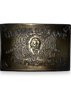 Lewis Buckles Ulysses S Grant Brass Belt Buckle Vintage USA President - Image 1 of 4