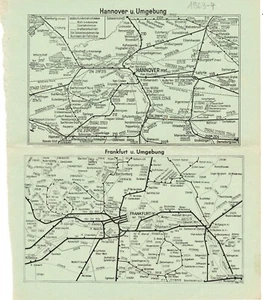 DB Streckenpläne Hannover, Frankfurt & Umgebung Sommer 1963-64 - Bild 1 von 1