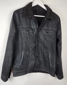 Dangerfield Coat Mens Black Medium Jacket Outdoor Denim Cotton Outdoor Fleece - Picture 1 of 11
