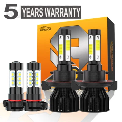 For Jeep Wrangler 2010-2018 2019 2020 2021 2022 LED Headlight Fog Light Bulbs 4x - Imagem 1 de 4