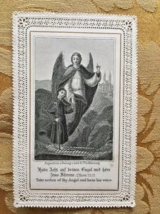 Antique Lacy Engraving Religious Angel Take Notice And Hear His Voice Holy Card - Picture 1 of 2