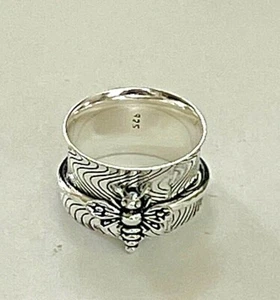 925 SILVER PLATED WIDE BAND HANDMADE DRAGONFLY SPINNER RING R13311 SIZE 9 - Picture 1 of 1