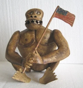 IRON GORILLA WITH AMERICAN FLAG , HAND MADE - Picture 1 of 11