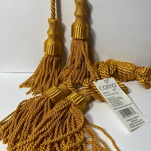 Bullion Gold Drapery Curtain Chair Tie Back 108 Spread Rope 5" Tassel Set of 4 - Picture 1 of 12