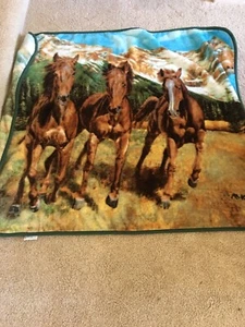 Northwest Company Horse Landscape Plush Fleece Blanket Throw Animal Print-A.Kiss - Picture 1 of 5