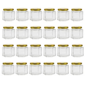 4oz Hexagon Jars 24pk Clear Glass Bottles for Spices, Party Favors, Jams, etc - Picture 1 of 10