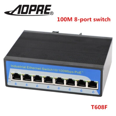 AOPRE 8-port 100M Industrial Switch DIN Rail Type Industrial Ethernet Switch PoE - Image 1 of 4