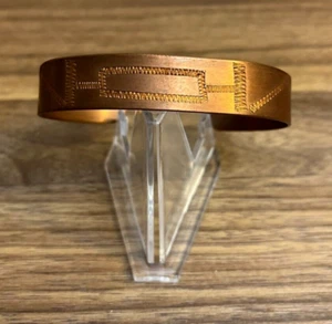 Vintage Kupfer Southwestern Muster geprägt Open End Manschette Armband - Bild 1 von 4