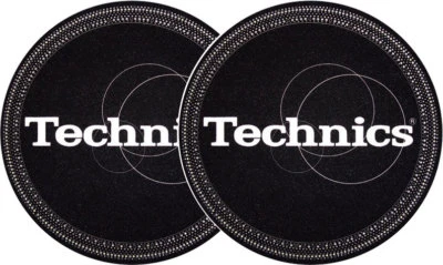 Technics Logo DJ Slipmats (pair, Black Strobe with White logo print) - Image 1 of 2