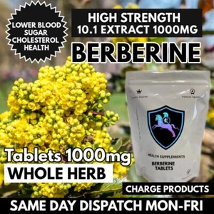Berberine Tablets | 60 High Strength 1000mg Tablets | lower blood glucose Sugar - Picture 1 of 5