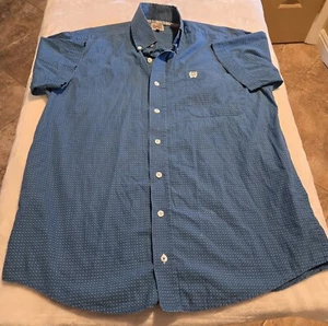 CINCH Button- Down Men’s Shirt Short Sleeve Heavy Cotton Size XS Blue Western - Picture 1 of 9