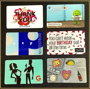 π¨π¦ CANADA CROCS / NORDSTROM / GUESS / SEPHORA β¦.. GIFT CARD (6 CARDS) NEW - Picture 1 of 2