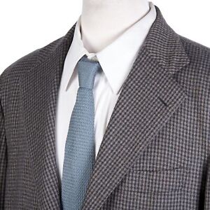 LUCIANO BARBERA Cashmere Sport Coat 44R (IT54) in Navy Tan Shepherds Check ITALY