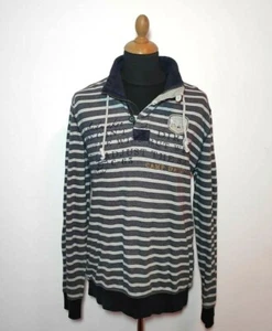 Camp David Sweatshirt Men Striped XL Gray Sweater Cotton Pullover Luxury Winter - Picture 1 of 12