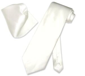 Biagio SILK Solid OFF-WHITE IVORY Color NeckTie Handkerchief Mens Neck Tie Set