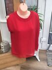 Ted Baker Red Silk Summer Blouse Top - Size Ted 3 - U.K. 12