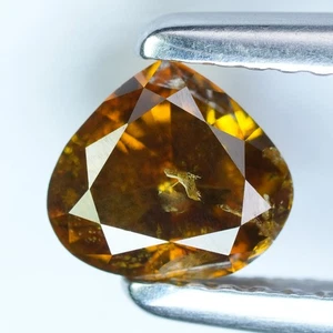 1.00Ct Rare 100% Natural No Treated I-1 Pear Fancy deep yellowise Orange Diamond - Picture 1 of 8