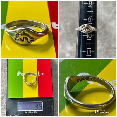 WJ Waldeck Johnson 14k Yellow Gold Dolphin & Sterling Silver Ring Sz 9.5 !! - Image 1 of 4