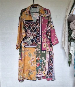 Multicolour Zara kimono shirt dress size M 10-12 - Picture 1 of 4
