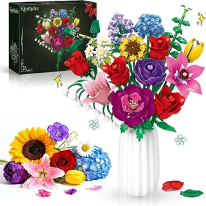 Flower Bouquet Set for Adults, Botanical Collection Building Block Toy with Rose - Picture 1 of 12