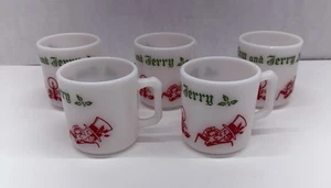 Vtg MCM Tom and Jerry Glass Egg Nog Set of 5 Cups - Picture 1 of 9