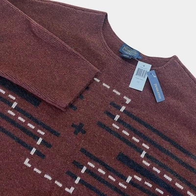 NWT Pendleton Oversized Lambswool Blend Sweater Womens L Brown Southwest Aztec - Image 1 of 4