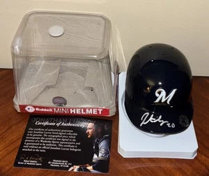 MILWAUKEE BREWERS JONATHAN LUCROY signierter Riddell Mini Baseball Helm Echtheitszertifikat - Bild 1 von 10