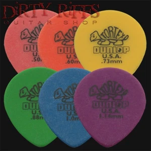 24 x Dunlop Tortex Teardrop Guitar Picks / Plectrums - 4 Of Each Type - Picture 1 of 1