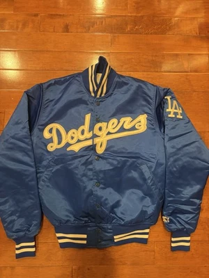 Rare Vintage 80s 90s Starter Diamond Los Angeles Dodgers Satin Bomber Jacket M - Image 1 of 4