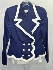 Style works Women’s Suit Blue blazer White Skirt, Size 6. 2K - Picture 1 of 8