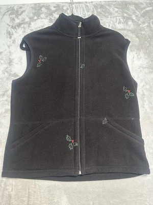 Chaleco informal de muérdago polar anexo esquina cremallera para mujer mediano negro bolsillos Foto 1 de 4