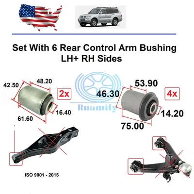 Upper LH+RH Rear Control Arm Bushing For Mitsubishi Montero 2001-2006 Set Foto 1 de 4