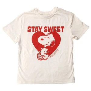 Peanuts Boys Short Sleeve Off White Stay Sweet Snoopy T-Shirt Tee - Picture 1 of 2