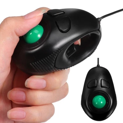 Button Trackball Mouse USB Wired for Comfortable Operation Black - Image 1 of 4