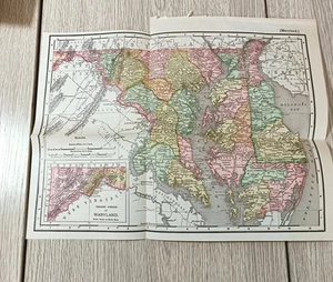 Mapa antiguo de Maryland 1903 desplegable porción oeste inserción ferrocarriles fronteras condados  - Imagen 1 de 4