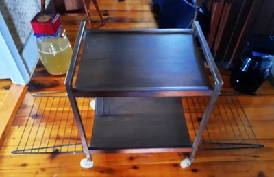 Mid-Century Modern Stereo Cart. Racks and Rollers. Approx. 22X16X20 - Image 1 of 4