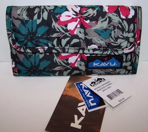 Bolso sin asas KAVU Mondo Spender triple cartera PINTADO FLORAL ~ NUEVO CON ETIQUETAS $25 - Imagen 1 de 2