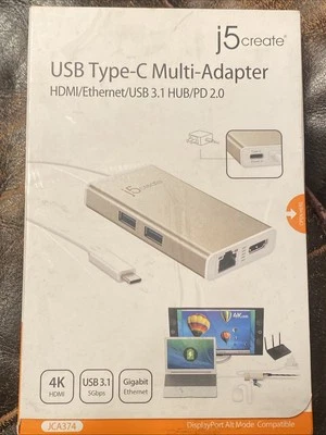 j5create JCA374, Docking station, USB Type C Multi Adapter, HDMI, USB 3.1 - Image 1 of 4