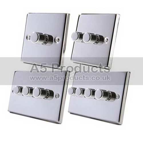 10A 2 Way Push On/Off Dimmer Switch 400W Polished Chrome (Silver Effect) Square - Image 1 of 1