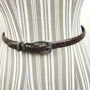 Brighton Classics C3608 Women's size 2/ 28 Brown Skinny Reptile Embossed Belt - Picture 1 of 5