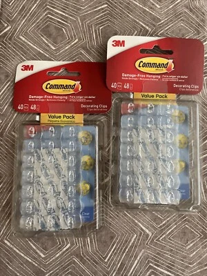 2 Pack - Command Damage Free Decorating Clips - 40 Clear Clips/48 Strips - Image 1 of 2