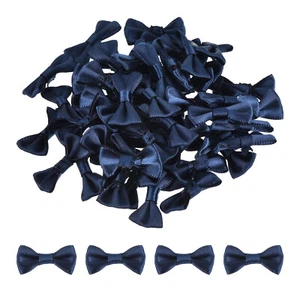 100pcs Navy Blue Bow Ties 1.2"x0.6" Mini Bowknot for Crafting Satin Bows Bulk - Picture 1 of 6