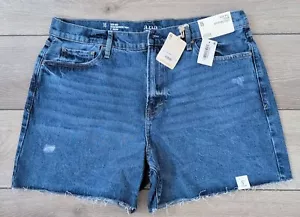 A.N.A hoch geschnittene Denim Boyfriend Shorts Größe 16 abgenutzt 5" Schrittlänge neu mit Etikett - Bild 1 von 7
