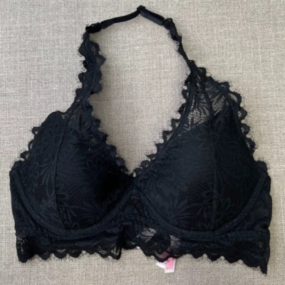 Pink Bra Women Medium Lace Bralette Lined Wired Halter Victorias Secret Core No - Image 1 of 4