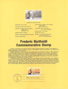 #8537 22c Frederic Bartholdi Stamp - Scott #2147 USPS Souvenir Page - Picture 1 of 1