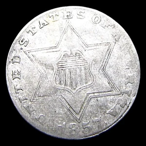 1857 Silver Three Cent Piece 3cp ---- Nice Coin ---- #920V - Picture 1 of 2