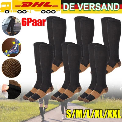 6 Paar Kompressionsstrümpfe Kompressionssocken Thrombosestrümpfe Damen Herren DE - Bild 1 von 4