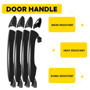 4PCS Exterior Door Handle For 11-15 Hyundai Sonata Front Rear Black Primed H - Picture 1 of 10