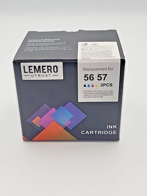 2 LEMERO Ink Cartridges 56 & 57 HP 1240 Fax 450cbi 450ci 450wbt see label 4 more - Image 1 of 4